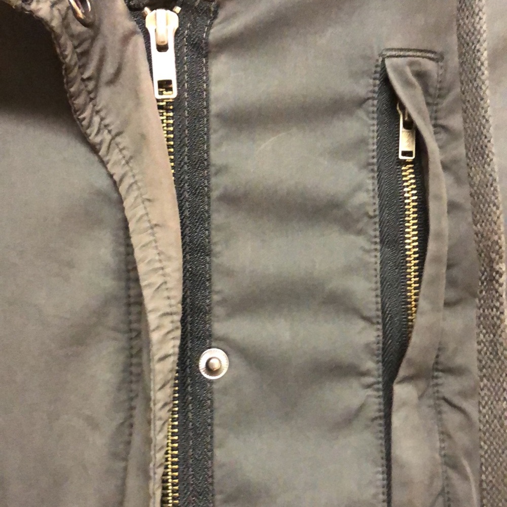 James Perse Cotton Blend Olive Green Gray Army Utility Jacket Hood 2 S 6 8 - Picture 8 of 11